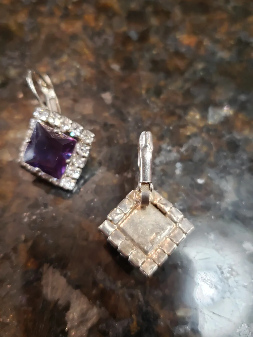 Vintage Purple Glass Drop Earrings
